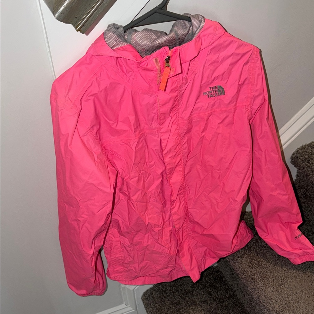 The North Face Girls' Bright Pink Hooded Rain Jacket